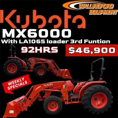 2023 KUBOTA MX6000 WITH LA1056 LOADER AND 3RD FUNTION